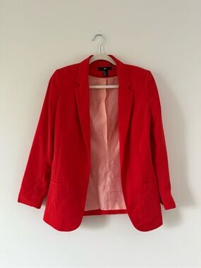 Cherry Red Open Front Blazer | 90s Minimalist Chic | Carolyn Bessette Inspired